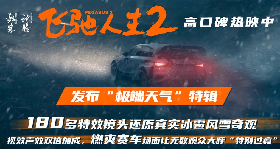 电影《飞驰人生2》发布“极端天气”特辑 还原冰雹风雪奇观营造真实沉浸体验